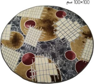 سجادة دائرية مصنعة بظهر جينز . مقاس 100×100 سم . التصوير على الطبيعة . (رمادى × بيج)