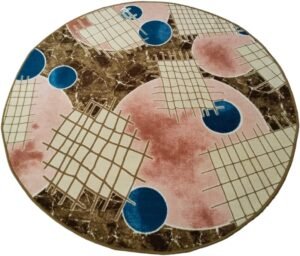 سجادة دائرية مصنعة بظهر جينز . مقاس 100×100 سم . التصوير على الطبيعة . (كشمير× بيج)