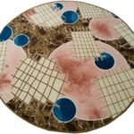 سجادة دائرية مصنعة بظهر جينز . مقاس 100×100 سم . التصوير على الطبيعة . (كشمير× بيج)