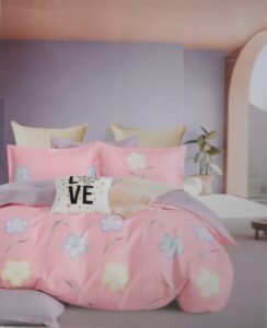 طقم ملايات سريركبير مكون من ٤ قطع . ملاية 240*240سم+1مخدة160*45سم+2خدادية 50*70سم .