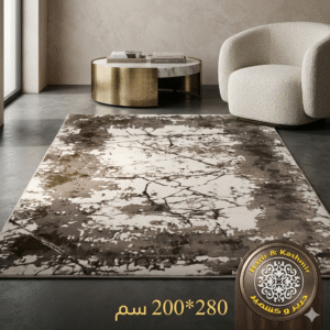 سجادة النساجون الشرقيون، تصميم رخامي تجريدي عصري، لون بني شوكولاتة وبيج، مقاس 160×220 سم